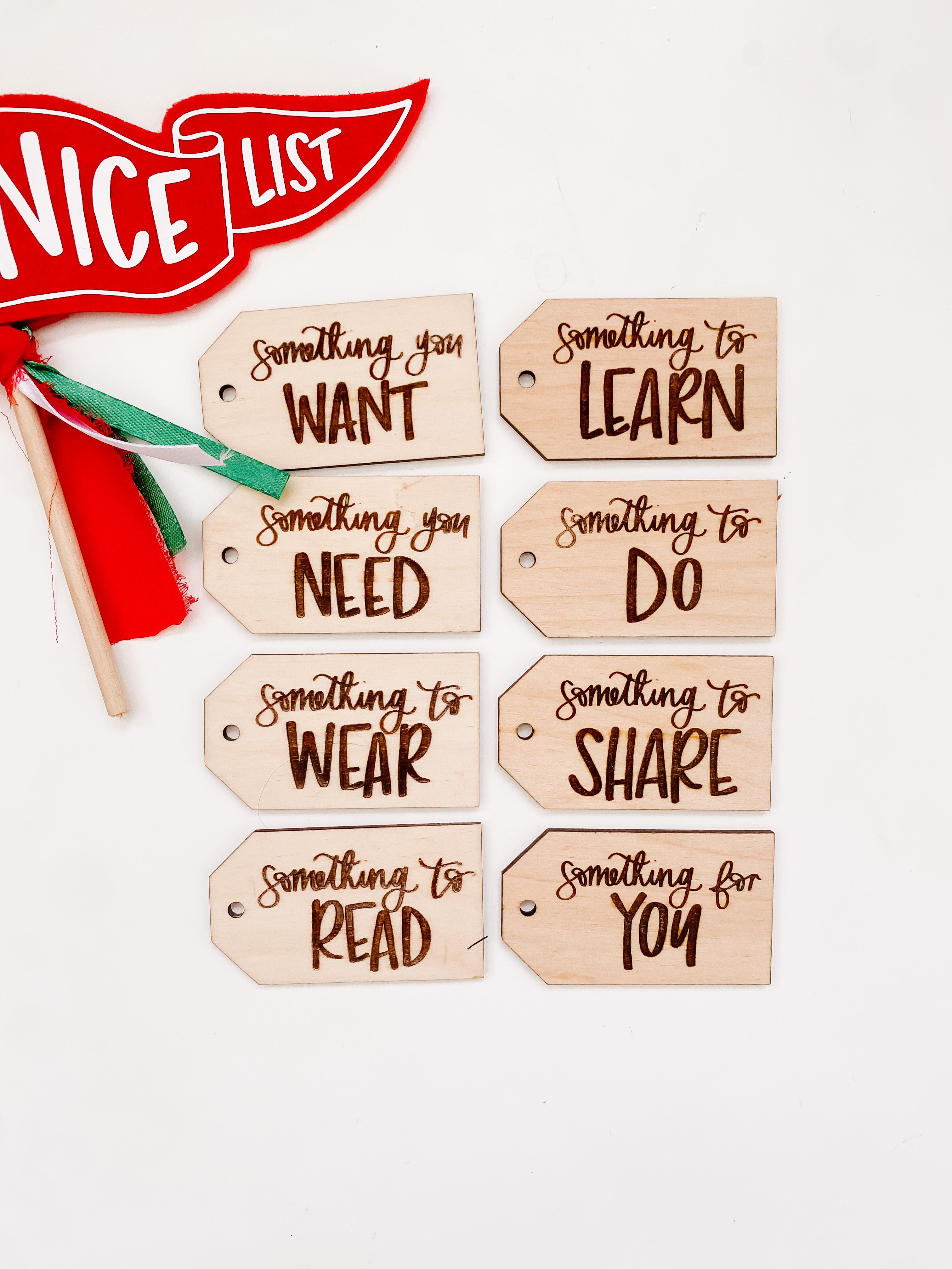 Want, Need, Wear, Read Present Tags- RTS